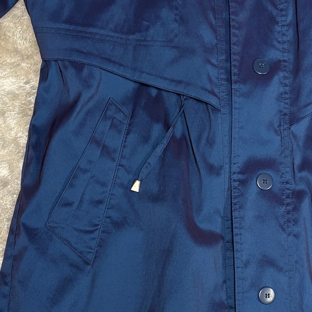 Women's Unique Metallic Blue Rainy Day Trench Coat -Size 10-Vintage 90s - Picture 4 of 12